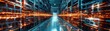 © Nazmulkn - A futuristic server room illuminated by glowing red and blue lights. The data center is full of servers with blinking lights, signifying the processing and transfer of information, Generative Ai