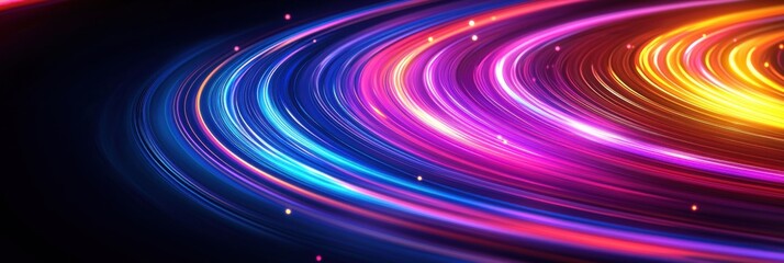 Wall Mural - vibrant circular abstract lines on a black background, dynamic and modern design for web banners, pr