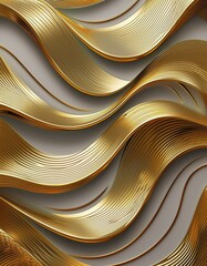 Generated image  3d illustration background wallpaper. golden shapes and golden wavy lines. for interior home