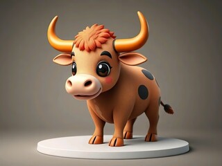 Wall Mural - Baby cute bull cartoon 3d rendering illustration