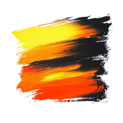 Wall Mural - An abstract painting showcasing vibrant orange yellow and black paint strokes creating a dynamic and energetic visual effect.