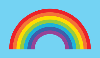 rainbow vector illustration flat color palette set of seven colors on blue background. rainbow icon.