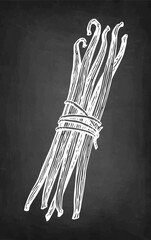 Canvas Print - bundle of vanilla pods chalk sketch.