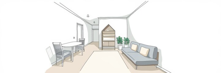 Canvas Print - Simple Apartment Living Room Design Sketch