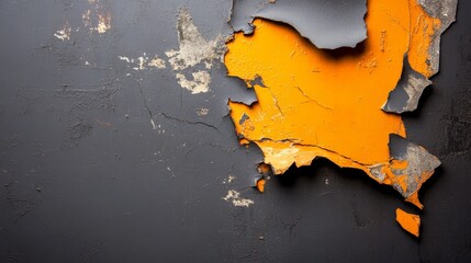 Wall Mural - Detailed Close-Up of Cracked Paint on Wall with Orange and Black Tones