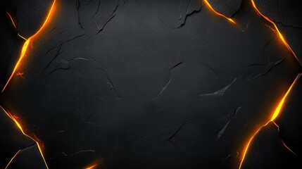 Wall Mural - Abstract Cracked Surface with Glowing Orange Edges in Darkness