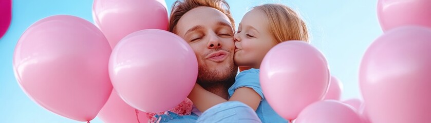 Wall Mural - A Father's Day Celebration Capturing a Moment of Unconditional Love, Joy, and Inspiration Between a Dad and His Daughter This heartwarming image showcases the pure bliss of a father sharing precious