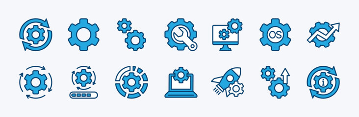 Wall Mural - set of operating system or os icon. containing software update, configuration, customization, option