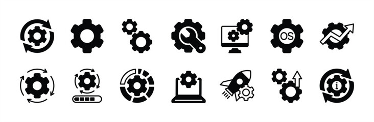 Wall Mural - operating system or os icon vector set. containing software update, configuration, customization, op