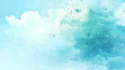 Wall Mural - a serene blue abstract background featuring soft clouds and a splash of teal, evoking calmness and c