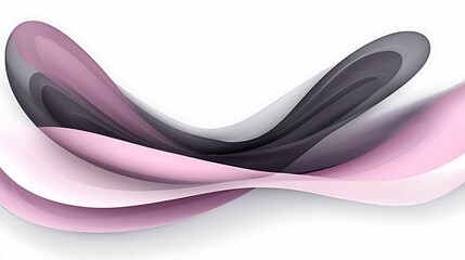 Wall Mural - A smooth, flowing abstract design with soft curves in shades of pink and gray, creating a sense of movement and elegance.