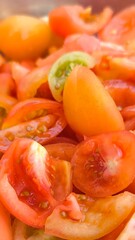 Poster - Sliced ​​tomatoes for background. Prepare tomatoes for cooking.