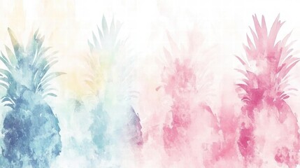 Poster - Watercolor pineapple pattern with vibrant colors showcasing tropical vibes for design use and creative projects. Generative AI