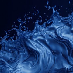 Wall Mural - this artwork presents an abstract representation of fluid, captivating blue water, illustrating dyna