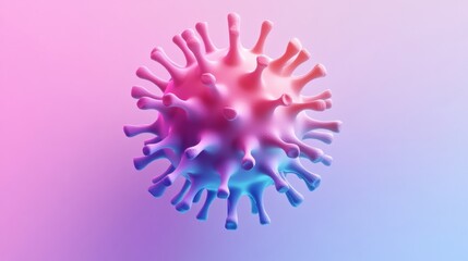 Aufkleber - Colorful and clean illustration of a virus on a soft gradient background highlighting its structure and details. Generative AI