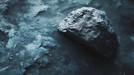Poster - Dark stone resting on textured surface creating dramatic scene