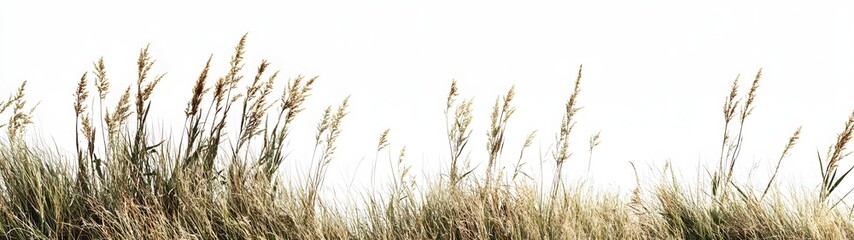 Naklejka na meble Stunning Panoramic Landscape of Lush Grassy Meadow with Expansive White Sky