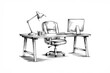 © Media Srock - Desk Chair Computer Lamp Workspace Drawing Illustration