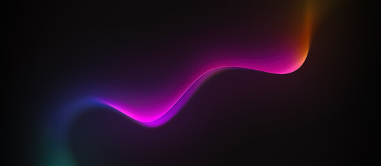 Wall Mural - Neon Wave Pattern With Colorful Glow Effects