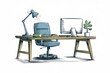 © Media Srock - Modern Home Office Workspace With Desk Chair And Lamp