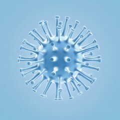 Aufkleber - Detailed depiction of a virus illustrating simplicity and clarity in a conceptual blue background. Generative AI