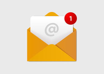 Poster - New message notification concept on realistic smartphone mockup. New email pop up. Incoming, open messaging. Chatting, mail, post, letter symbol, sign, emblem with new notification for UI UX website