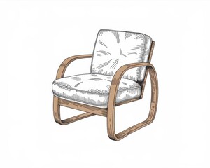 Canvas Print - A Hand Drawn Illustration Of A Modern Armchair