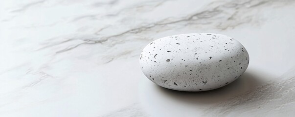 Poster - White zen stone resting on marble surface promoting tranquility