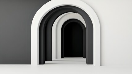 Wall Mural - Abstract Arches and Curves in Monochrome Modern 3D