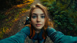 © Alexandra Khaikonen - Portrait of a Young Woman Taking a Selfie on a Forest Trail