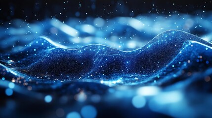 Wall Mural - Electric Blue Digital Abstract Waves. Generative AI