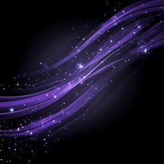 Wall Mural - purple waves with sparkles on dark background for digital art