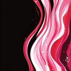 Leinwandbilder - Abstract red and white wavy lines on black background for design
