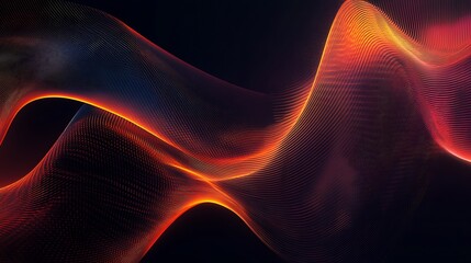 Wall Mural - Abstract red and orange flowing energy wave on a dark background
