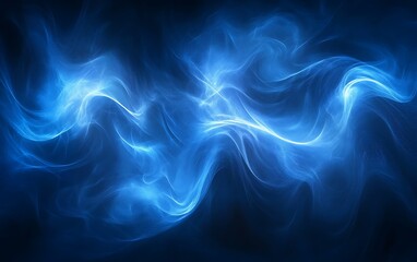 Wall Mural - abstract blue energy waves flowing on dark background for digital art