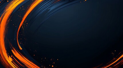Fototapete - Abstract orange streaks swirling on dark blue backdrop, ideal for digital art projects