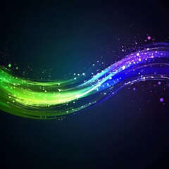 Wall Mural - colorful light wave with sparkling particles on dark background for digital art