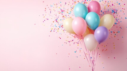 Wall Mural - Pastel Balloons and Confetti Celebration