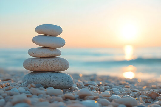 a stack of rocks sitting on top of a beach