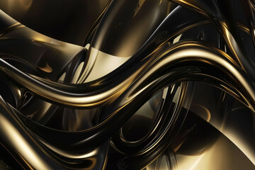 Wall Mural - Black and gold waves as background texture