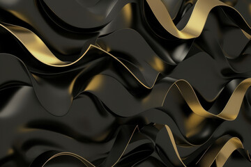 Wall Mural - Black and gold waves as background texture