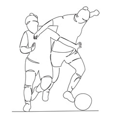 Wall Mural - One continuous single drawing line art flat doodle female, competition, action, goal, athlete, ball, football, sport, soccer, women. Isolated image hand draw contour on a white background
