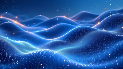 Wall Mural - Futuristic blue light particles creating abstract digital waves. Background of digital waves artificial intelligence