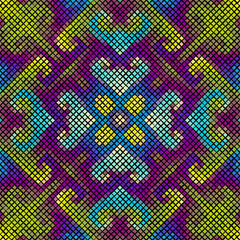 Aufkleber - Bright abstract mosaic seamless pattern. Vector background. Endless texture. Ceramic tile fragments.