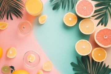 Aufkleber - Bright and refreshing citrus display with vibrant colors and tropical accents to inspire summer vibes. Generative AI
