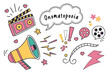© Manik Mia - Comic book style speech bubbles, colorful pop art expressions, hand-drawn doodles, exclamations and onomatopoeia, retro cartoon elements, vibrant colors, various shapes and sizes, word bubbles, though
