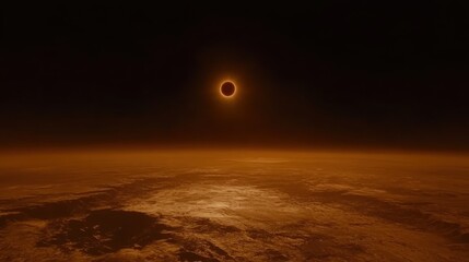 Wall Mural - Solar Eclipse Over Vast Desert with Golden Dune Landscape