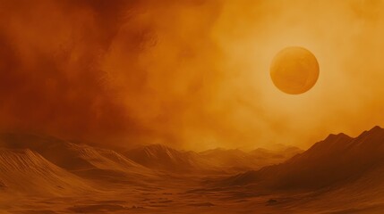 Wall Mural - Solar Eclipse Casting Shadows on Desert Sand Dunes at Dusk