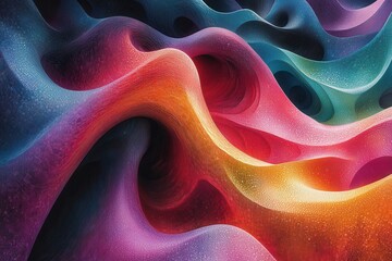 Wall Mural - colorful abstract waves create a mesmerizing visual effect in a vibrant composition full of curves a
