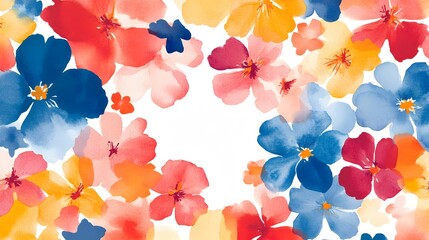 Poster - Watercolor Painting of Vibrant Colorful Flowers